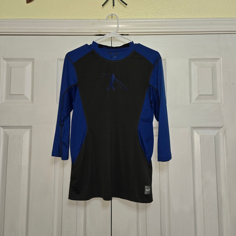 Nike Pro Combat Griffey Swingman 3/4 Sleeve Baseball Shirt Blue Mens Small S